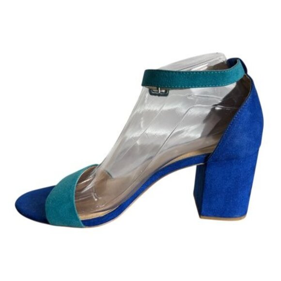 CL by Chinese Laundry Block Heel Sandals Blue Teal Suede Women's Size 8.5 / 39 - Picture 6 of 12